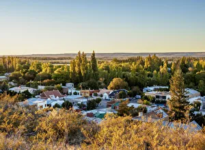 Welsh Settlement Prints: Gaiman at sunrise, elevated view, The Welsh Settlement, Chubut Province, Patagonia