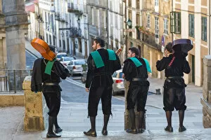 Galician, muscians, street, Santiago, de, Compestela, Galicia, Spain