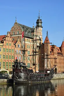 The galleon Gdynia that makes tourist trips from Gdansk to Westerplatte cruising in