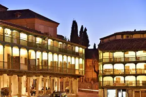 Central Spain Prints: Galleried houses and cafes that surround the 15th-17th century Plaza Mayor. Chinchon