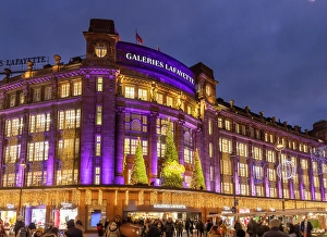 Department Store Prints: Galleries Lafayette, illuminated at Christmas