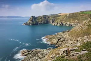 South Hams Prints: Gammon Head and nearby coastline on a sunny afternoon near Prawle Point, South Hams