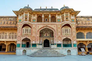 Rajput Architecture Prints: Ganesh Pol Entrance, Amber Fort, Amer, Rajasthan, India