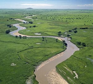The Garamba River winds it way through the grasslands of the Garamba National Park in Northern Congo