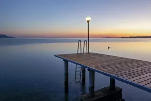 Images Dated 22nd July 2015: Garda Lake, Lombardia, Italy. Lonely Pier, Tranquil scene
