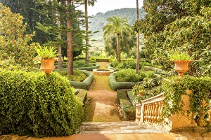 South Prints: Garden of the manor house of the Raixa estate, Bunyola, Mallorca, Balearic Islands, Spain