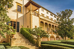 Manor House Prints: Garden and manor house of the Raixa estate, Bunyola, Mallorca, Balearic Islands, Spain