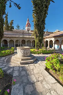Courtyards Prints: Garden with well at Monasterio y Museo de la Recoleta