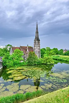Kobenhavn Prints: Gardens of Kastellet (The Citadel) and St Alban's Church (Sankt Albans Kirke)