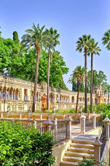 Andalusia Prints: Gardens of the Real Alcazar, a UNESCO World Heritage Site. Seville, Andalusia. Spain