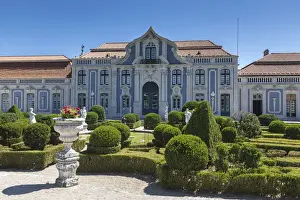Rococo Prints: The gardens of the royal residence of Palaacio de Queluz surrounded by sculptures