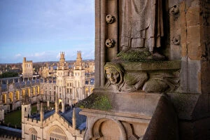 Images Dated 31st August 2022: Gargoyle on the tower of the University Church of St Mary the Virgin in Oxford, Oxfordshire