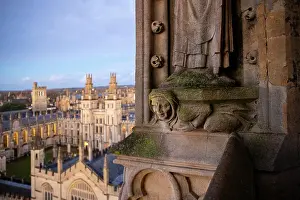 Oxfordshire Prints: Gargoyle on the tower of the University Church of St Mary the Virgin in Oxford