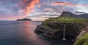 Waterfalls Collection: Gasadalur, Vagar island, Faroe Islands, Denmark