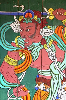 Religious Architecture Prints: Detail on gate at Bulguksa Temple (UNESCO World Heritage Site), Gyeongju, South Korea