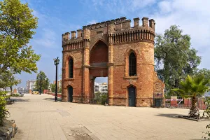 Red Brick Prints: Gate made of red bricks at Santa Lucia Hill, Santiago, Santiago Metropolitan Region, Chile