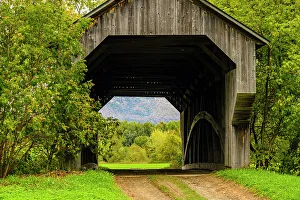 Covered Bridge Prints: Gates Farm Covered bridge crossing the Seymour River, Cambridge, Vermont, USA