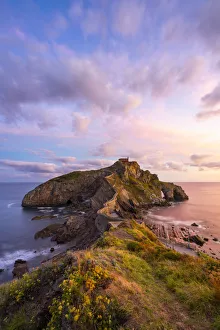 Steps Prints: Gaztelugatxe, Biscay, Basque Country, Spain. View of the islet
