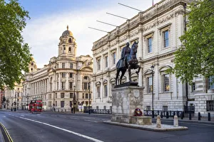 Flag Prints: George duke of Cambridge statue, Whitehall, London, England, UK
