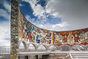 Georgia, Georgian Military Highway, Kobi, Soviet-era Caucasus Mountains Monument