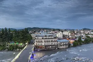 Kavkaz Prints: Georgia, Kutaisi, elevated city skyline along the Rioni River
