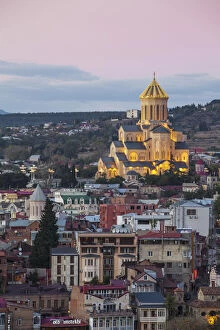 Images Dated 11th December 2013: Georgia, Tbilisi, Avlabari, View of Tsminda Sameba Cathedral (Holy Trinity Cathedral)