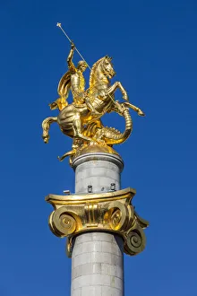 Georgia, Tbilisi, Liberty Square, St. Geroge and Dragon Column