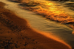Sand Beach Prints: Georgian Bay beach at sunset, Pinery Provincial Park, Grand Bend, Ontario, Canada