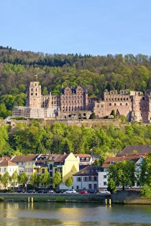 Germany, Baden-WAA┬╝rttemberg, Heidelberg. Schloss Heidelberg castle on the Neckar River