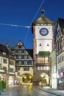 Images Dated 7th July 2017: Germany, Baden-WAorttemberg, Freiburg im Breisgau. Schwabentor (Swabian Gate) at night