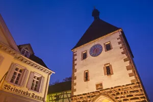 Germany, Baden-Wurttemburg, Kaiserstuhl Area, Endingen, Westliches Tor, town gate, dawn