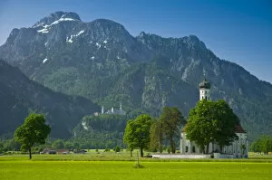 Images Dated 1st August 2008: Germany, Bavaria (Bayern), Neuschwanstein Castle and Kolomanskirche