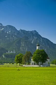 Images Dated 1st August 2008: Germany, Bavaria (Bayern), Neuschwanstein Castle and Kolomanskirche