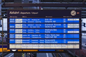 Germany, Bavaria, Munich, Hauptbahnhof, Main Train Station, train schedule board