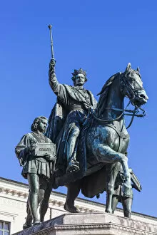 Germany, Bavaria, Munich, Statue of King Ludwig 1 King of Bavaria