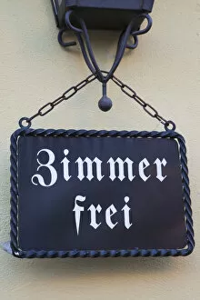 Images Dated 18th November 2010: Germany, Bavaria, Romantic Road, Dinkelsbuhl, Zimmer Frei or Room Free Hotel Sign