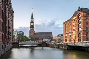 Speicherstadt Prints: Germany, Hamburg, HafenCity. Historic warehouses in the Speicherstadt quarter
