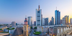 Frankfurt Prints: Germany, Hessen, Frankfurt Am Main, City skyline with St. Katherines church (St