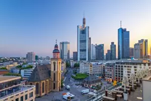 Images Dated 16th July 2015: Germany, Hessen, Frankfurt Am Main, City skyline with St. Katherines church (St
