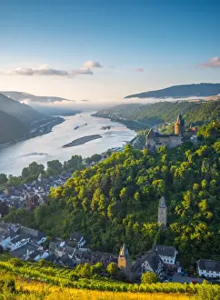 River Rhine Prints: Germany, Rhineland Palatinate, Bacharach and Burg Stahleck (Stahleck Castle), River Rhine