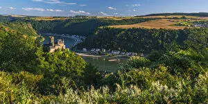 Images Dated 5th August 2015: Germany, Rhineland Palatinate, River Rhine, Sankt Goarshausen, Burg Katz and River Rhine
