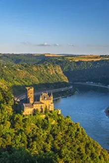 Germany, Rhineland Palatinate, River Rhine, Sankt Goarshausen, Burg Katz and River Rhine