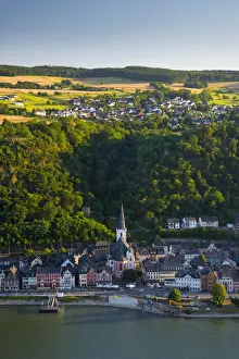 River Rhine Prints: Germany, Rhineland Palatinate, Sankt Goar across River Rhine