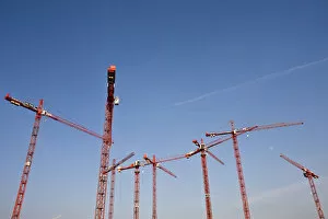 Images Dated 22nd September 2008: Germany, State of Hamburg, Hamburg, Hafen City counstruction cranes