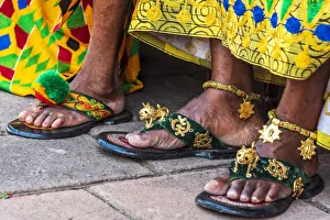 Ghana, Kumasi, Akwasidae festival. Colorful dresses and gold jewellery esposed