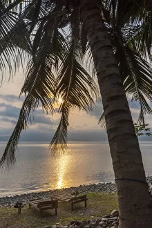 Ghana, Lake Bosomtwe. Sunset seen from a lodge