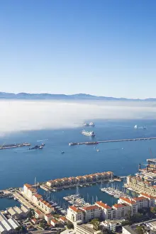 Gibraltar Prints: Gibraltar, View from Gibraltar rock of Queensway Quay Marina