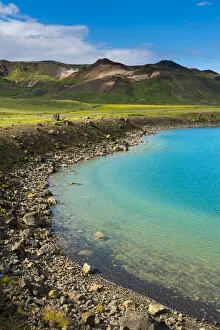 Gigvatnsvatn near mountain range against sky, Reykjanes Peninsula, Iceland
