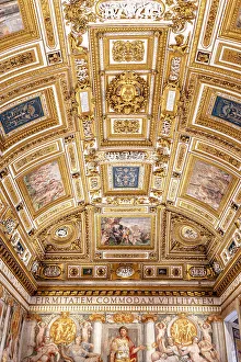 Gilded Prints: Gilded ornate ceiling of Castel Sant Angelo, Rome, Lazio, Italy