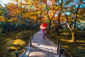 Parasol Prints: Ginkaku-ji (Jisho-Ji) temple, Kyoto, Kyoto prefecture, Kansai region, Japan